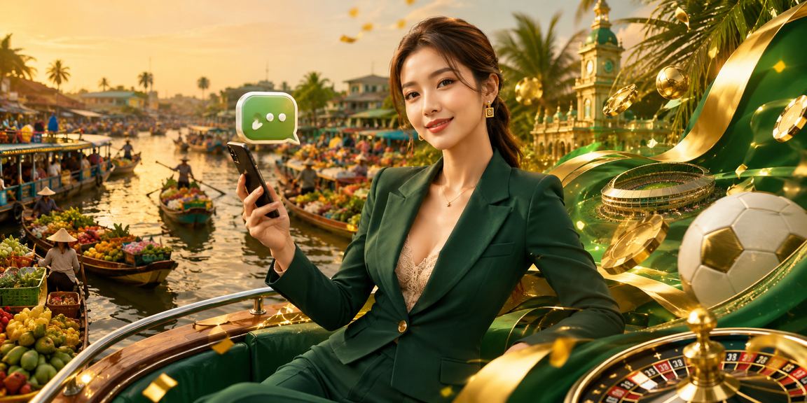 Khách hàng sử dụng app casino trên điện thoại tại Lễ hội Mekong